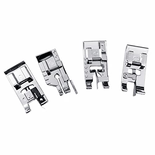 FQTANJU 4pcs Sewing Machine Presser Foot Set: 1/4 inch Quilting, Stitch in Ditch & Overlock Presser Foot for Most Low Shank Snap-On Singer Sewing Machines - Thumbnail 2