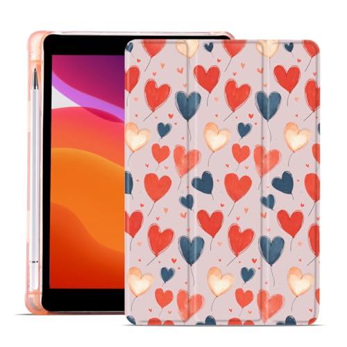 Coque iPad Pro 11 avec porte-crayon silicone souple à motifs cœurs