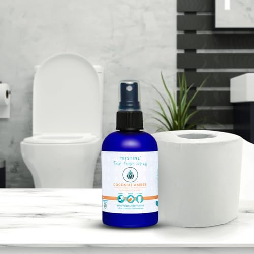 Image of PRISTINE Toilet Paper Spray - As Seen on Shark Tank, More Natural Personal Cleansing Wipes & Flushable Wet Wipes Alternative, Spray Toilet Paper to Create Flushable Wipe, Coconut Amber, 4 fl oz