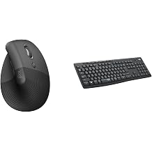 Logitech Wireless Mouse, Quiet, Ergonomic Mouse, LIFT M800GR, Logi Bolt, Bluetooth Unifying, Smartwheel, Wireless Mouse, Windows, Mac, Chrome, iPad, Android OS M800, Graphite, Japanese Genuine Product + Wireless Keyboard, K295GP, Unifying K295, Graphite