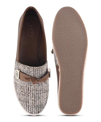 Image of JM LOOKS Women Pattern Finish Slip On Loafers with Flat Sole