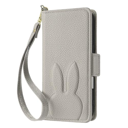 Étui iPhone 16 rabat antichoc : portefeuille cuir gris et protection écran intégrée