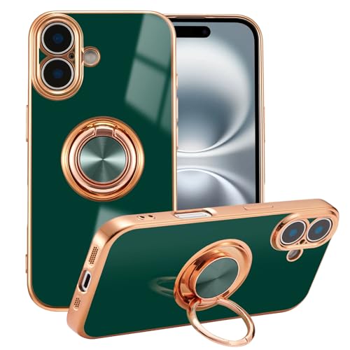 Coque iPhone 16 silicone souple fine avec anneau et support magnétique