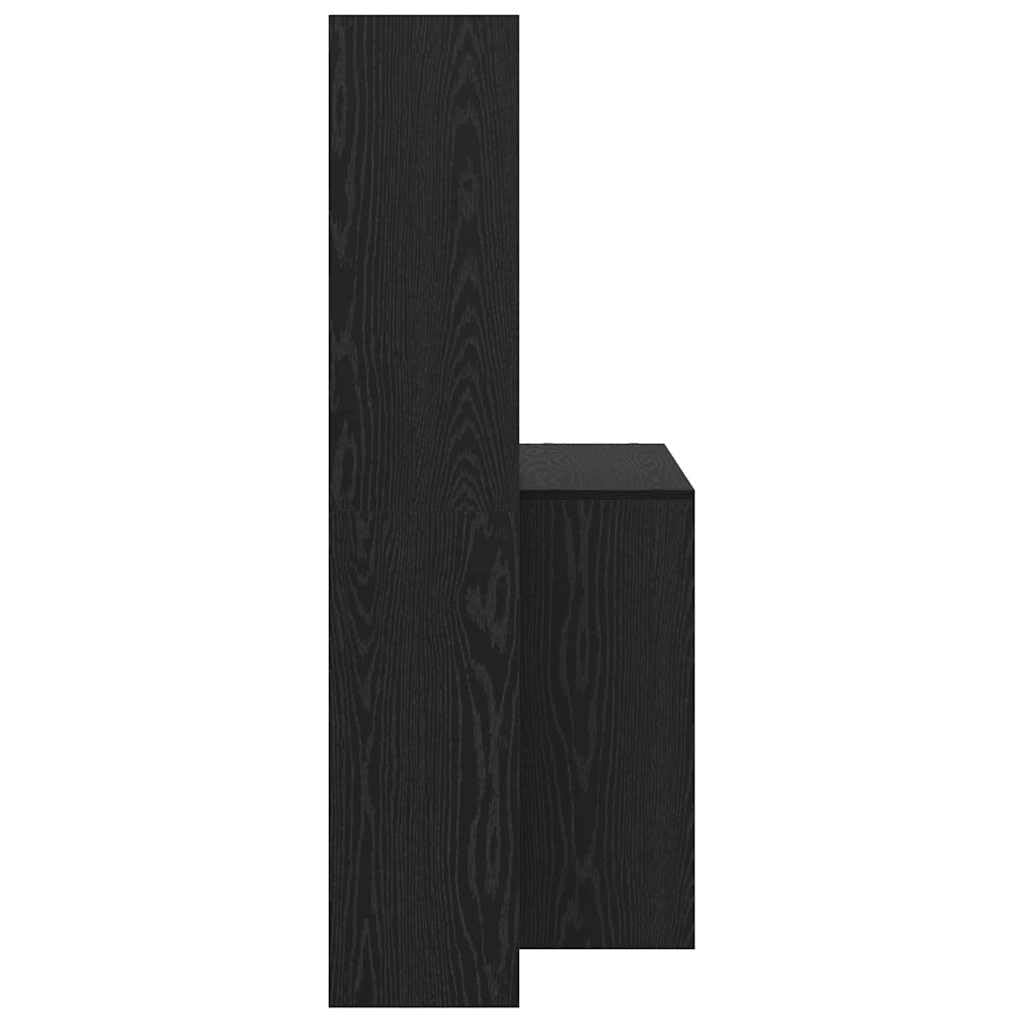 Scrivania con mensola, effetto rovere nero, 138,5 x 55 x 143 cm, robusto materiale in legno, antigraffio, ideale per casa, ufficio, giochi, apprendimento, con molto spazio