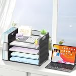 SUPEASY 5-Tier Desk Organizer with File Holder, Desk Organizers and Accessories, Paper Organizer for Desk, Mesh Desktop File Organizer, Workspace Organizers for Office School Home, Black