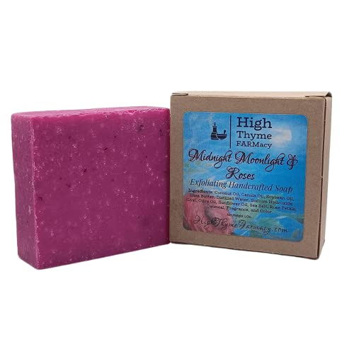 High Thyme Farmacy Midnight Moonlight & Roses Exfoliating Soap - Rose Petal Soap With Ground Oatmeal And Sea Salt - Lye Soap - Rose Petal Bath Soap - Oatmeal Soap - Sea Salt Soap #TOP16