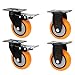 XHTLLO 4Pcs Wheels, Double Balls Bearings Caster Wheels, PVC No Noise 4in Locking Casters, Heavy Duty Top Plate Rotating Wheels, for Trolley Restaurant