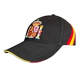 Durabol Gorra de España con Escudo Real, 6 Paneles, 100% Algodón Peinado, Ajustable, con Cinta de Bandera Española, para Deportes, Golf, Tenis, Béisbol, Uso Diario (FR/ES, Letras, Talla única, Negro)
