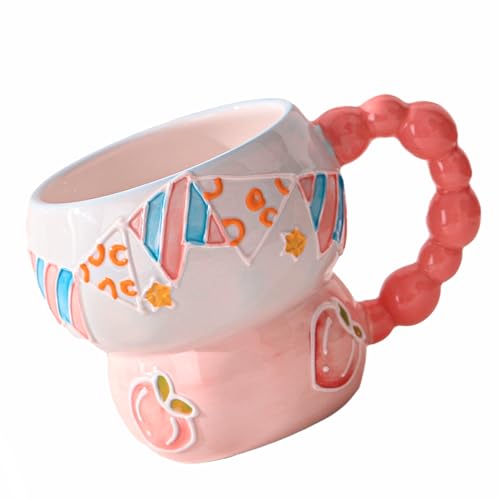 MEAKEO Taza de café de cerámica de dibujos animados, taza de cerámica creativa pintada a mano, bonita taza, taza de café estética, té de cerámica, 12 onzas/400 ml para té, café, leche y avena MEAKEO Taza de café de cerámica de dibujos animados, taza de cerámica creativa pintada a mano, bonita taza, taza de café estética, té de cerámica, 12 onzas/400 ml para té, café, leche y avena
