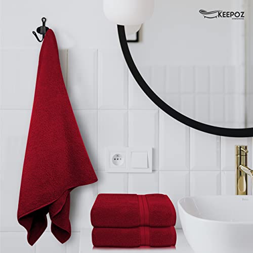 Keepoz 4 Piece Bath Towels Set, Premier Cotton 600Gsm, (30 X 54 Inches) Extra Large, Lightweight, And Highly Absorbent Quick Drying Luxury Bath Towels Set For Bathroom, Gym, Spa And Hotel (Red) #TOP4
