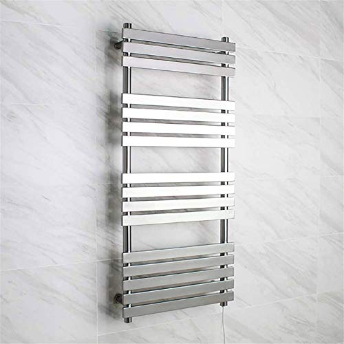 Calentador de Toallas eléctrico de Pared con Enchufe y calefacción para baño, Acero Inoxidable Pulido, 16 Barras, 88 vatios, 52 x 115 cm, Hermoso Paisaje.