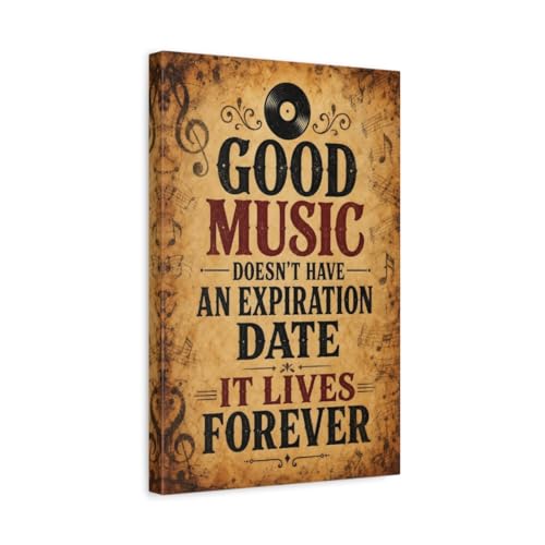 Toile canvas vintage musique marron rouge de 30x45 cm pour salon