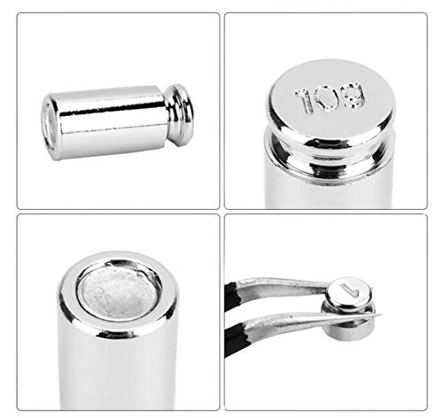 Biluer Kit of Steel Calibration Weight Balance Scale Calibration Digital Jewellery Scale 1g 2g 5g 10g 20g 50g 100g 200g with 1 Tweezer and 1 Bag For Pocket Jewelry Kitchen Scale Science Lab - Image 2