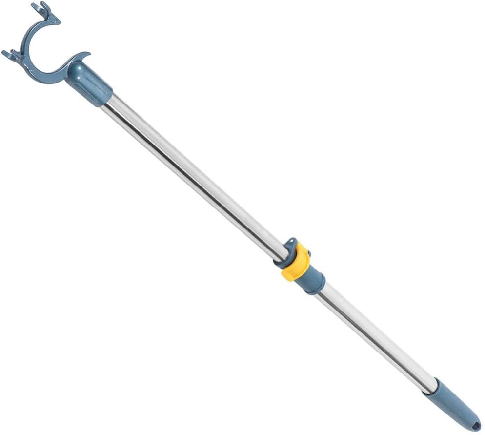 Cabilock Reach Hook, Telescopic Clothes Pole Long Stick Stainless Steel Closet Clothesline Hooks Garment For Balcony Shelf Blue