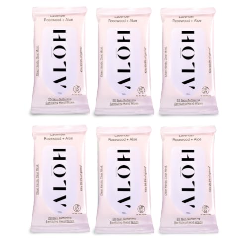 Image of ALŌH Lavender Rosewood + Aloe Hand Sanitizer Wipes, Travel Size