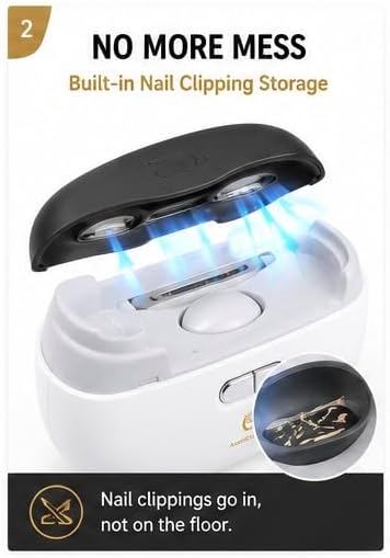 Electric Nail Clipper, Automatic Nail Trimmer and Polisher for Fingernails, Rechargeable Electric Nail Trimmer Tool with Clipping Storage for Adults and Seniors, Includes Heavy-Duty Toenail Clipper image 3