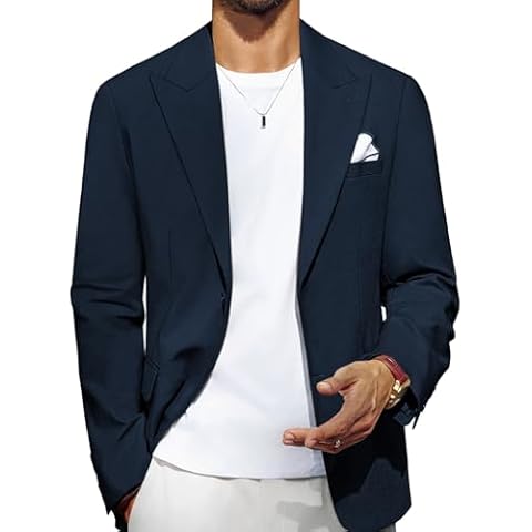 PJ PAUL JONES Blazer for Men Casual Cotton-Linen Sport Coat Lightweight 2 Button Lined Blazer Jacket Cover