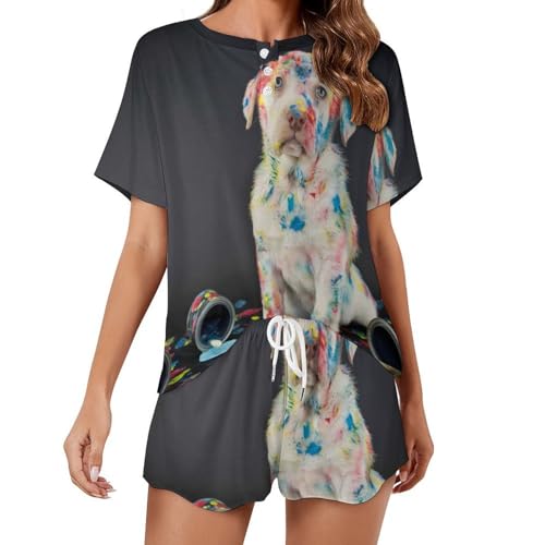 Ensemble de pyjama chien labrador femme pour des soirées d'été relax