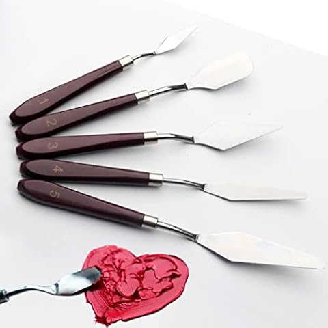 5 Piece Palette knifes Painting Knife Set for Oil, Acrylic Paint,Cake Decorating,Stainless Steel Pallet Knife Paint Knife Art Spatula for Various Types of Painting,ColorMixing,Smearing Cover