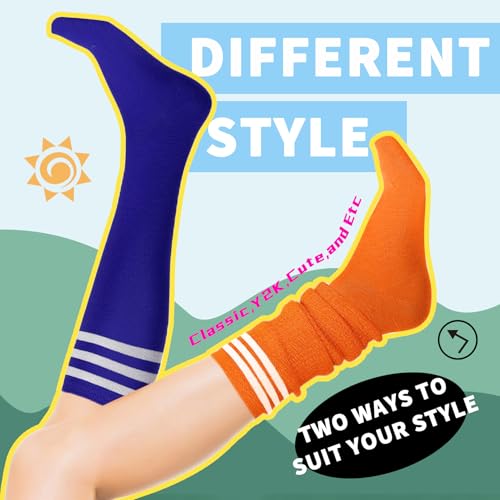 Durio 2 Pairs Knee High Socks for Women - Long Tube Soccer Football Athletic Stockings With Tall Stripes2