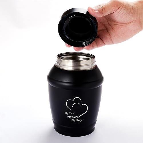 Image of 5.7 inch Medium Cremation Urns for Human Ashes Adult Male Dad Men,Black Heart Urns for Human Ashes