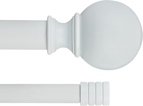 Miniatura 9 de Kemmie Barra de cortina clásica de 1 pulgada con remates redondos y barril, barra de cortina telescópica doble simple, 36-72 pulgadas, níquel mate