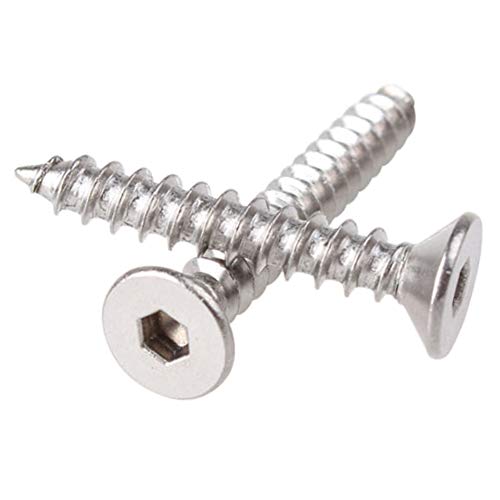 Yudesun Herramientas Ferretería Clavos Tornillos Autorroscantes - Acero Inoxidable Avellanados Cabeza Allen Tornillo de Madera Métrico Hilo M3 M4 M5