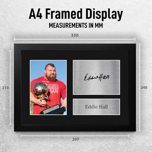 Foto enmarcada de Eddie Hall con autógrafo impreso A4 HWC Trading 2