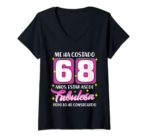 Mujer 68 Años Fabulosa Cumpleaños 68 Camiseta Cuello V