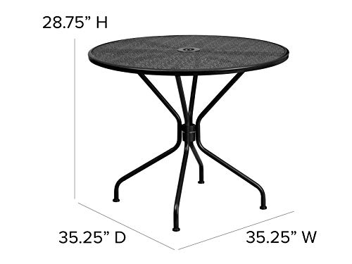 Image of Flash Furniture 35.25 inch Round Patio Table with Umbrella Hole, Black