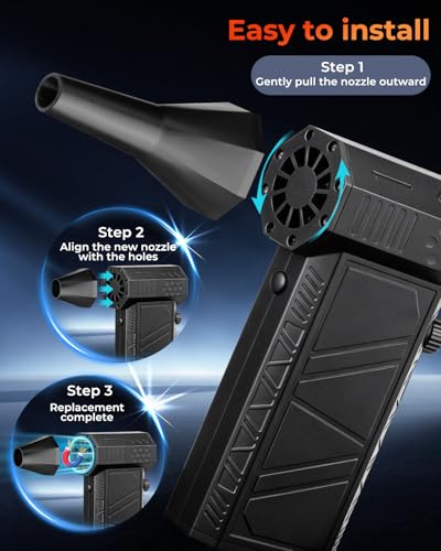 Image of Eopora Cordless Air Duster, 130000RPM Cordless Car Blower, Freely Adjustable Speed Mini Blower for Car, PC, Home & Outdoor Cleaning, with 8000mAh Battery, 275g Portable and Lightweight