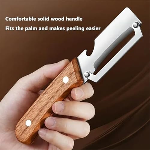 Kumocos Peeler, Multi-functional Vegetable Peeler for Kitchen, Zero Snag Wooden Kitchen Tool, 2PCS Kitchen Multi-function Stainless Steel Thickened Fruit Peeler Knife for Sugar Cane (3pcs)