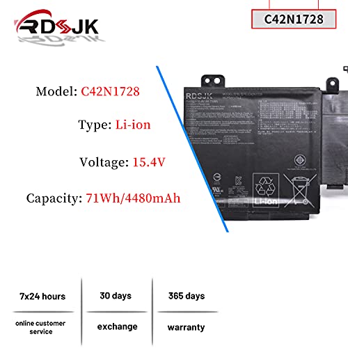 C42N1728 Laptop Battery For Asus Zenbook Pro 15 U5500 Ux550Ge Ux550Gex Ux550Gd Ux550Gdx Ux580G Ux580Gd Ux580Gdx Ux580Ge Ux580Gex Ux550Gdx-1C Ux550Ge-Bn025T 0B200-02520100 0B200-02520200 15.4V 71Wh #TOP1
