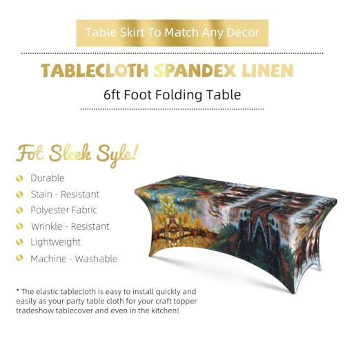 Housse table extensible 1,8 m élasthanne imprimé chevaux pour fête - 6