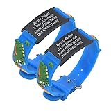 PJ JEWELLERY Paquete de 2 pulseras personalizadas de acero inoxidable de silicona suave para la seguridad de los niños, Metal Goma