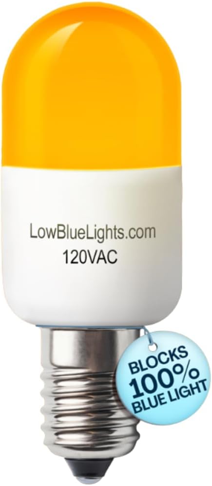 LowBlueLights Amber Night Light Bulb, E12 Candelabra LED (120V, 0.5W) – Blue Light Blocking Night Light Bulb for Sleep, Melatonin-Friendly Amber LED for Bedrooms, Nurseries & Baby Night Lights