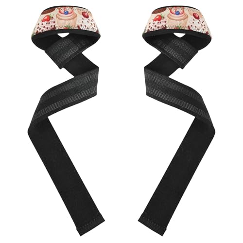 STAYTOP Delicious Little Cake Wrist Straps for Weightlifting,Lifting Straps with Neoprene Cushioned Wrist Padded and Anti-Skid Silicone for Strength Training,Bodybuilding,Deadlifting