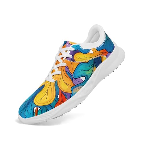 Colorful Spikeless Golf Shoes for Women,Tropical Floral Breathable Golf Sneakers Sports Shoes Fashion Footwear