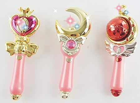 Amazon Chaeeun セーラームーン杖セット キューティムーンロッド スパイラルハートムーンロッド プロプリカムーンロブ 様々な音と輝き7インチ おもちゃの杖 ままごと ごっこ遊び おもちゃ