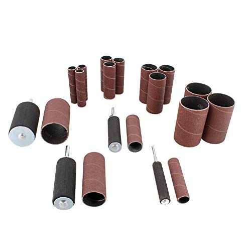 DCT 1/4 Inch Drive Drill Press Sanding Drum Kit - Rubber Sanding Drums (0.5-1.5 Inch) and Spindle Sander Sleeves, 20pc