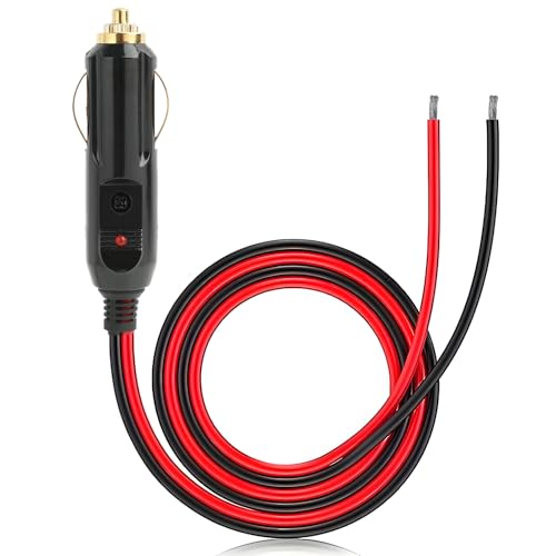 Fil Arrière Étamé 16 AWG, Câble de Prise Allume-Cigare Mâle 12V, Rallonge allume cigare 12v, Câble de Remplacement avec Fusible de 15A, Longueur 2m