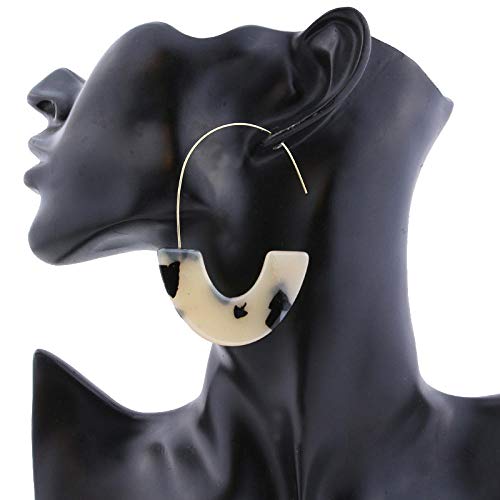 Boucles d'oreilles automne acrylique multicolore suspendues à motif léopard - 7