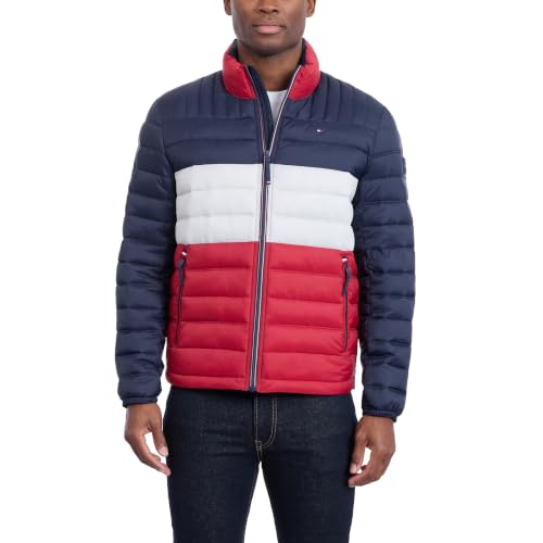 Image of Tommy Hilfiger Mens Embroidered Logo Puffer Jacket
