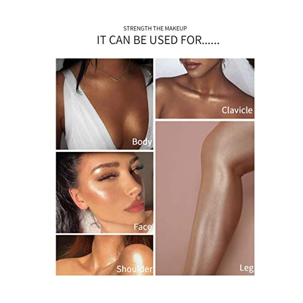 Glitter Body Makeup Shimmer Liquid Bronzer Waterproof Face Highlighter Makeup Blush Illuminator Glow for Face Women Body Glitter Lotion Cosmetics(#3 Bronze Gold)