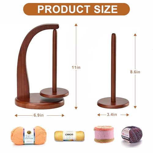 Image of Yarn Holder for Crocheting,Wooden Yarn Spinner for Crochet，Magnetic Yarn Ball Holder，Rotating Pendulum Yarn Ball Dispenser Stand，Crochet Gift for Knitting Lovers