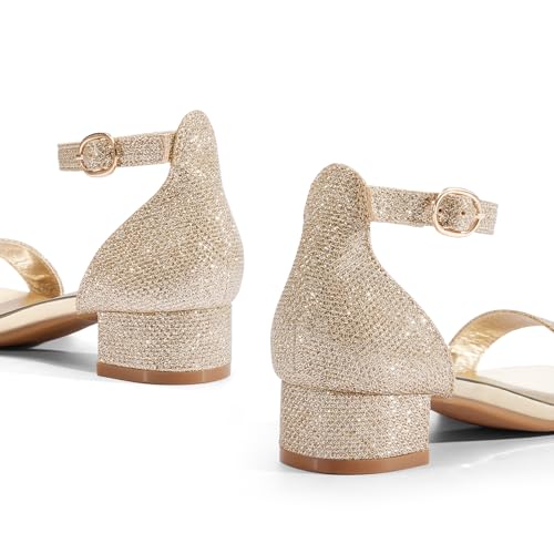 Image of K KomForme Girls Sandals Low Heels Dress Pump Ankle Strap Open Toe Wedding Party Shoes(Toddler /Little Kids /Big Kids)
