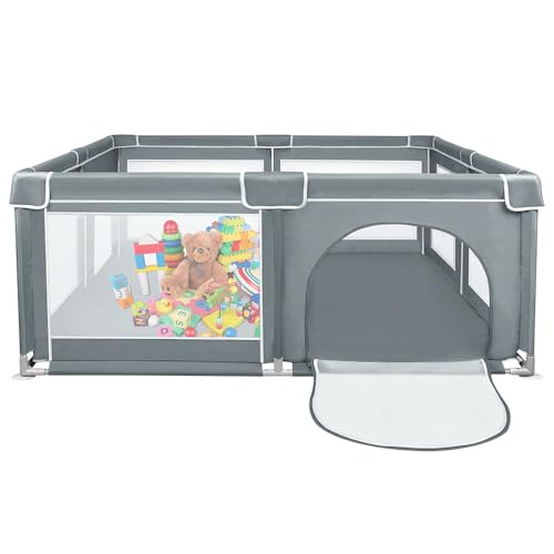 Laufstall Baby,Laufstall baby faltbar für Babys mit weichem,Baby Laufstalls mit Reißverschlusstür,Kinder laufgitter,inklusive 50 Bällen,4 X Zugringen,Leicht zu Reinigen (180 * 150 * 66cm Dunkelgrau) Laufstall Baby,Laufstall baby faltbar für Babys mit weichem,Baby Laufstalls mit Reißverschlusstür,Kinder laufgitter,inklusive 50 Bällen,4 X Zugringen,Leicht zu Reinigen (180 * 150 * 66cm Dunkelgrau)