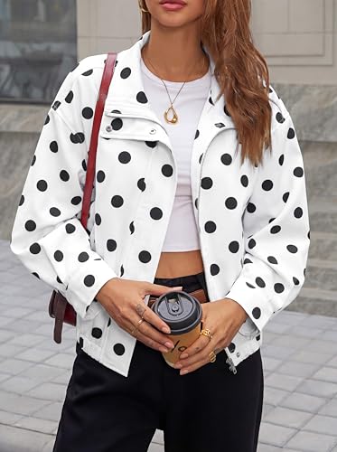 Image of Tankaneo Womens Polka Dot Zip Up Cropped Jackets