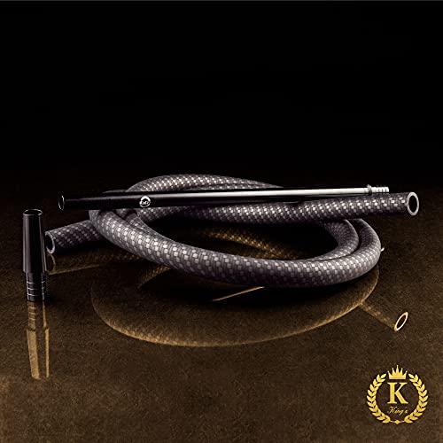 K King’z® Shisha Schlauch Carbon, 4 Teilig Schwarz incl. Aluminium Mundstück + Endstück und Knickschutzfeder | Shisha… – Bild 4
