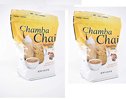 Chamba Chai Spiced Chai Latte Drink Mix (4lb Resealable Bag) (Two Pack)-L8